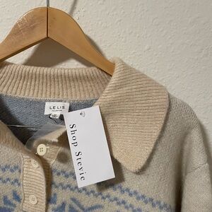 Shop Stevie Beige and Light Blue Women's Sweater